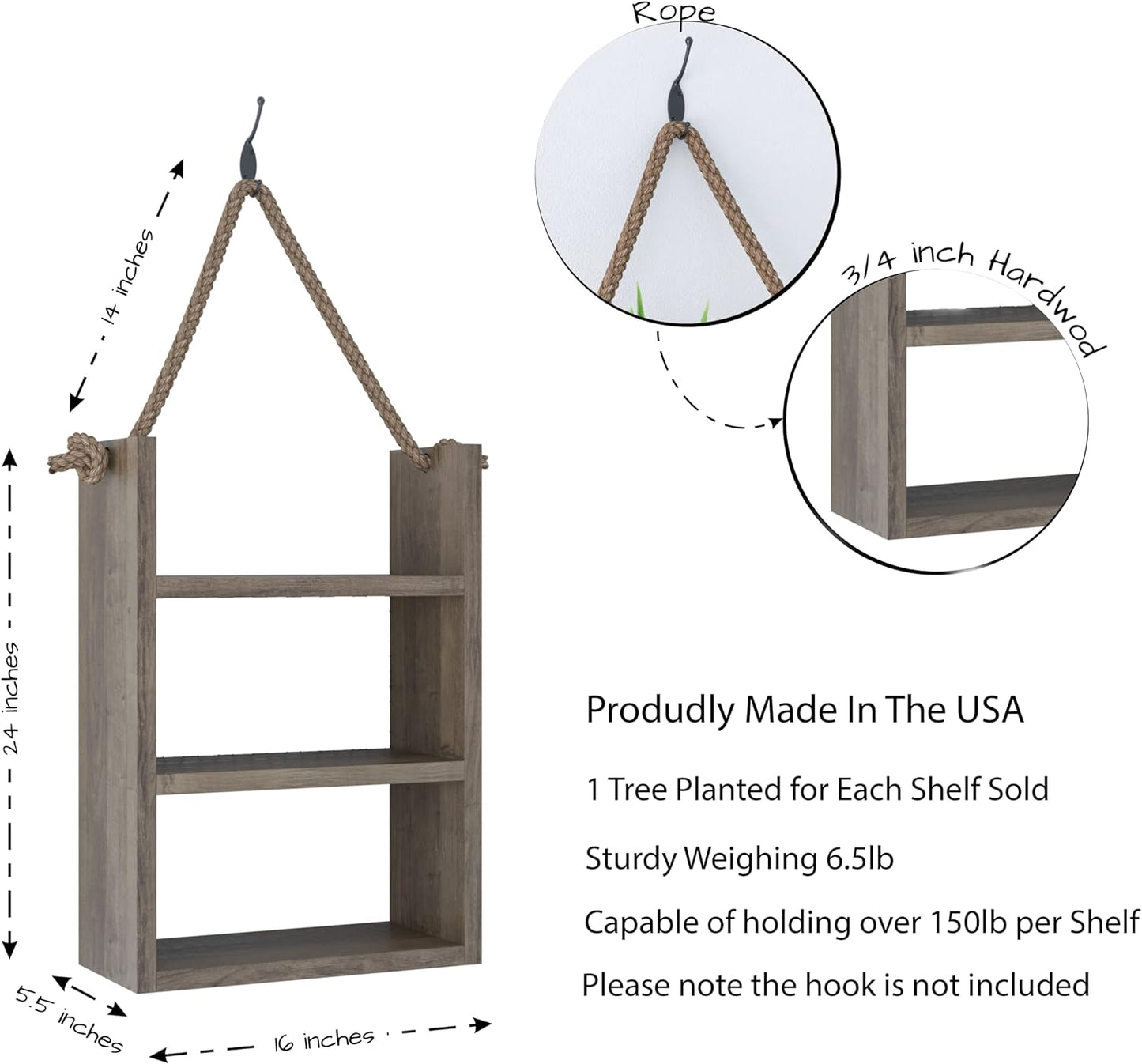Rustic Wood Bathroom Shelf Over Toilet - Wall Mounted Ladder Style with Rope, Farmhouse Décor (Large) - Large - Homeward Trends