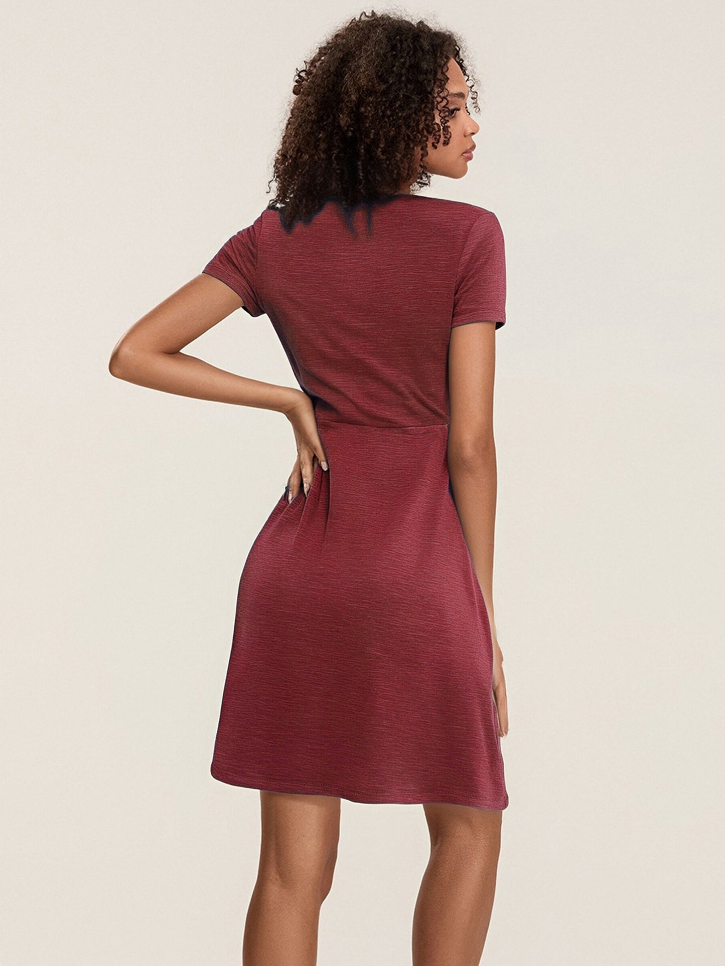 Sleeveless V-Neck Dress with Twist Knot & Ruched Waist – Vibrant Style - Blue / S - Womans Dress - Homeward Trends