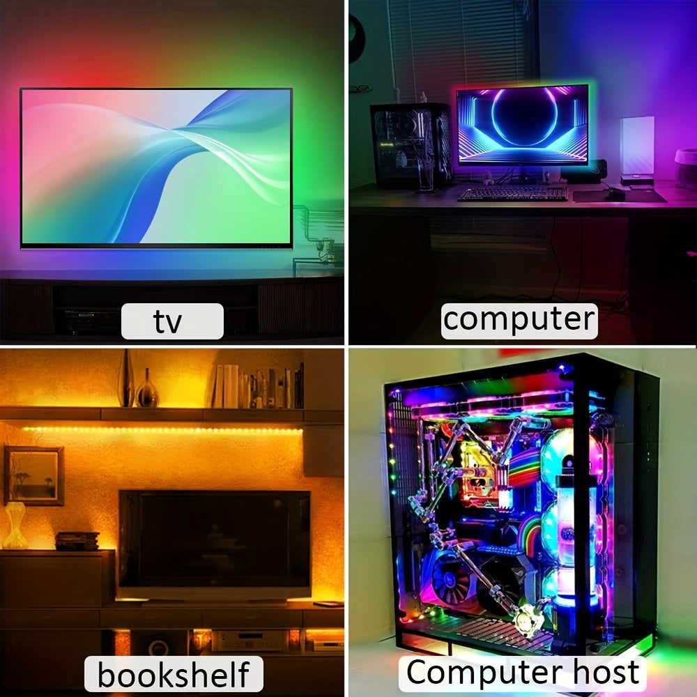18LEDS/M USB 5050 LED Strip DC5V Smart APP Control LED TV Background Lights, Music Synchronous Light Belt for Computer TV Cabinet Background Backlights
