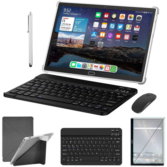 10" Android 13 Tablet w/ Keyboard, Mouse, Stylus, 4G, 4GB+64GB, 13MP Camera, Octa-Core, 2024