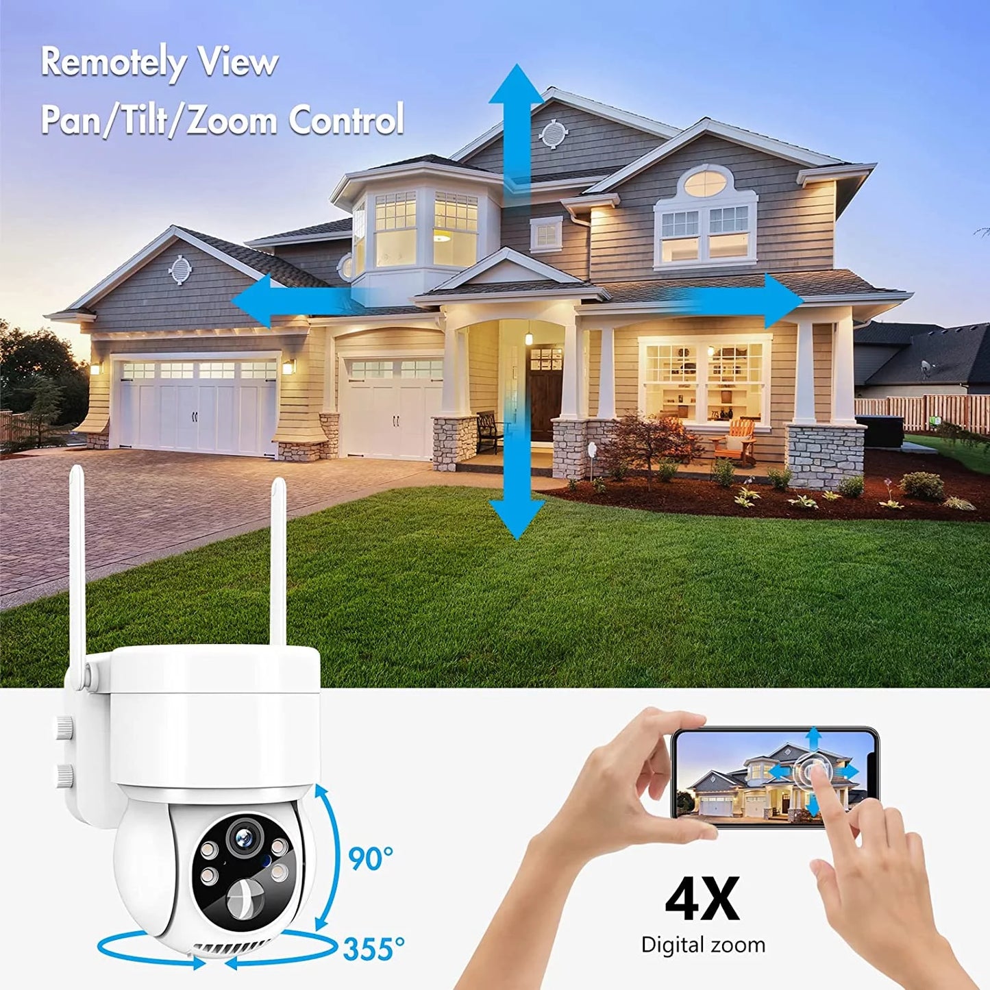 LUCKWOLF Outdoor Security Camera Wireless Wifi, 2K Color Night Vision, Solar Outdoor Security Camera - Homeward Trends