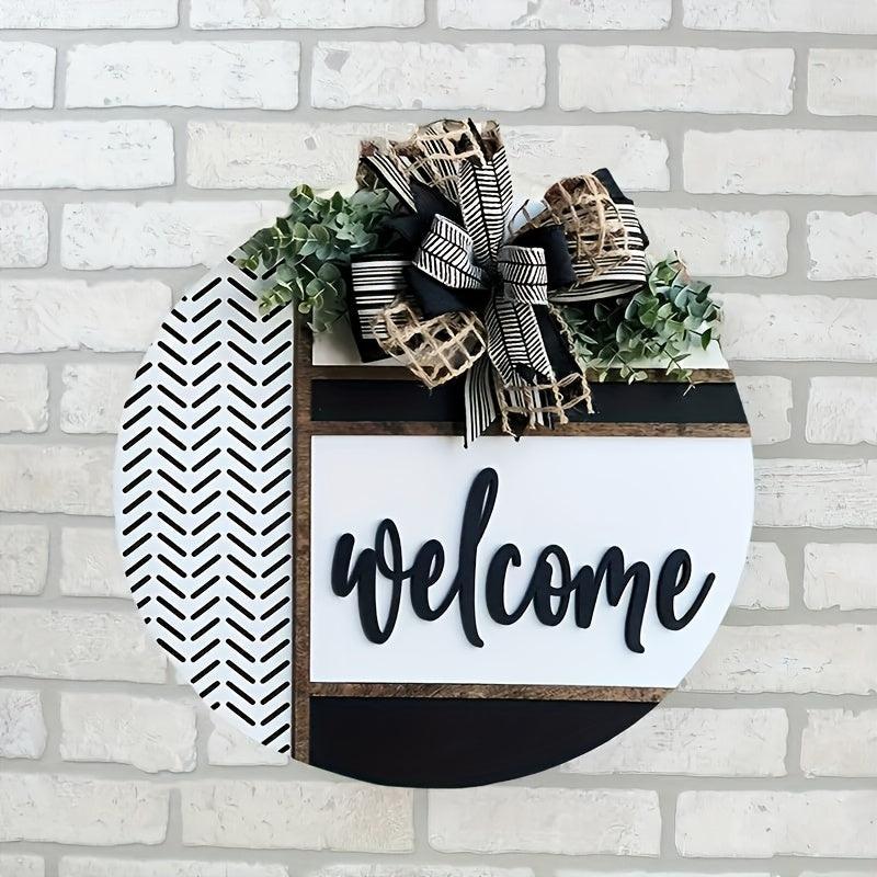 3D Front Door Welcome Sign – Rustic Hanging Wreath Décor for Porch, Farmhouse, or Indoor Entryway - 1pc - welcome sign - Homeward Trends