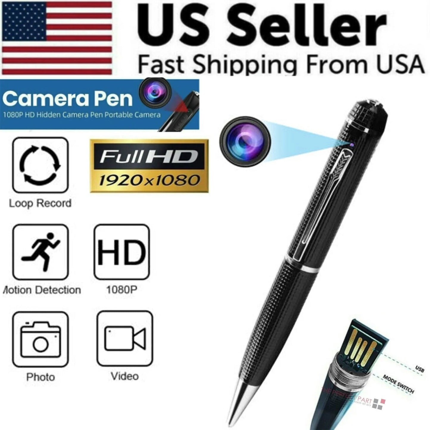 Hidden Cam Pocket Pen Camera 1080P HD Mini Body Video Recorder DVR Security USB - Homeward Trends