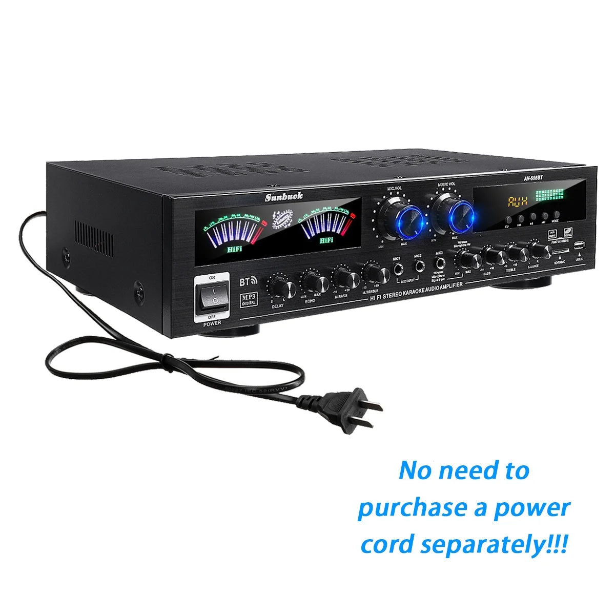 4000W Surround Sound Bluetooth Audio Power Amplifiers Receiver for Home Stereo Theater System