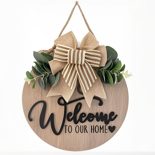 Seasonal Welcome Sign – Rustic Round Wooden Front Door & Porch Décor for Spring, Summer, Fall & Holidays - 1pc - welcome sign - Homeward Trends