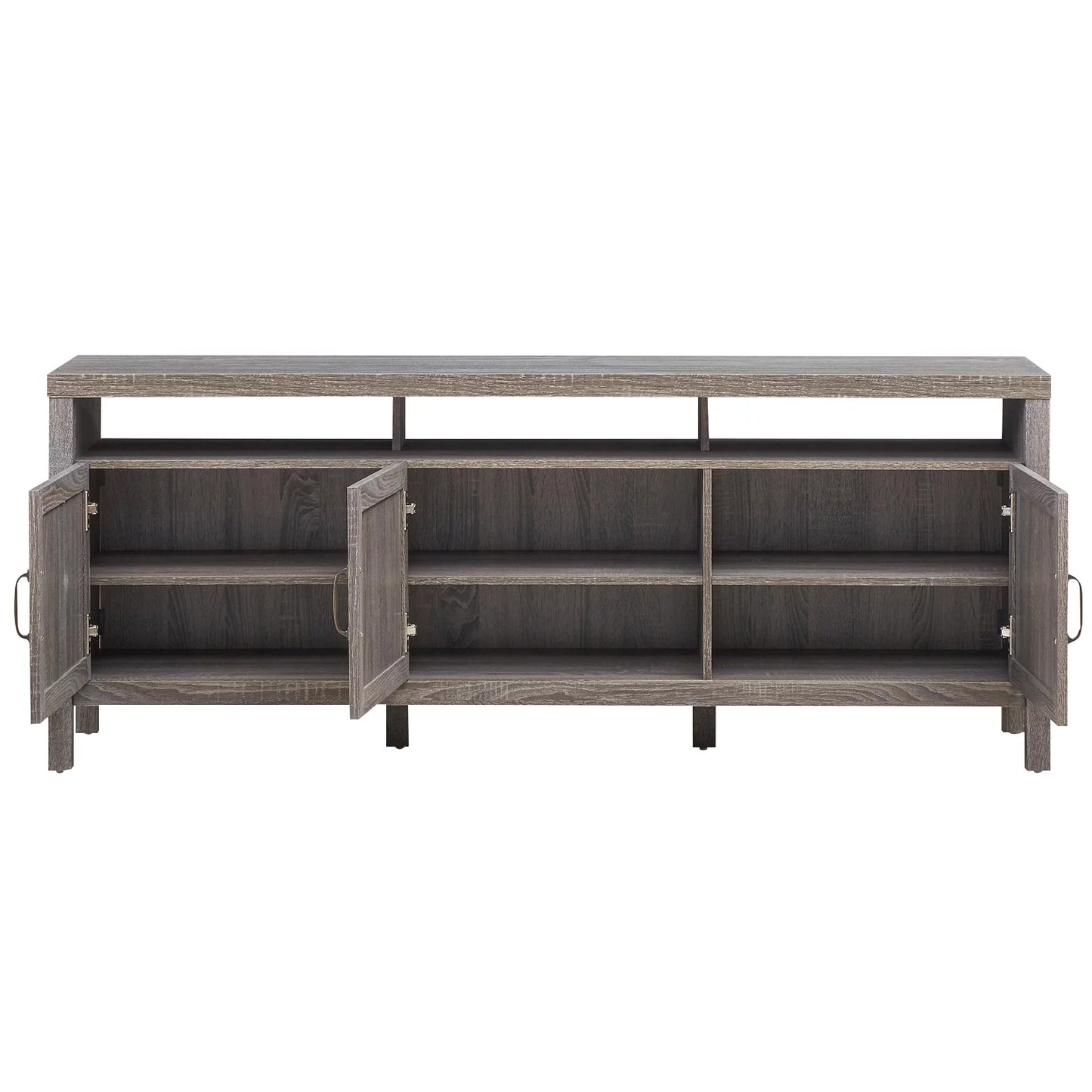 Universal TV Stand Cabinet Television Media Console with 3 Rattan Doors Grey - Homeward Trends