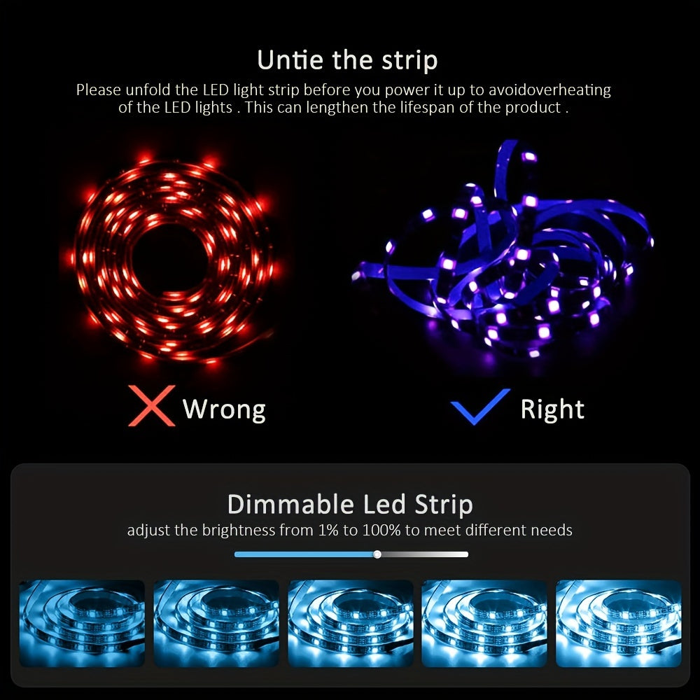 18LEDS/M USB 5050 LED Strip DC5V Smart APP Control LED TV Background Lights, Music Synchronous Light Belt for Computer TV Cabinet Background Backlights