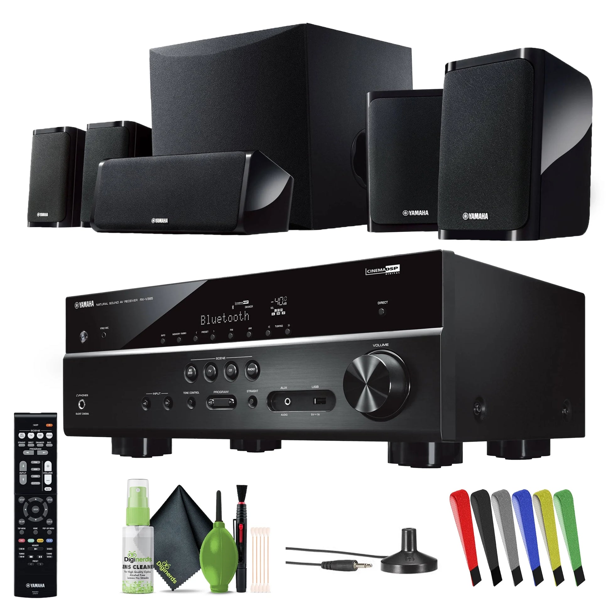 Audio YHT-4950U 4K Ultra HD 5.1-Channel Home Theater System with 8" 50W RMS Powered Subwoofer Speakers, AV Receiver with Cable Ties and Cleaning Kit