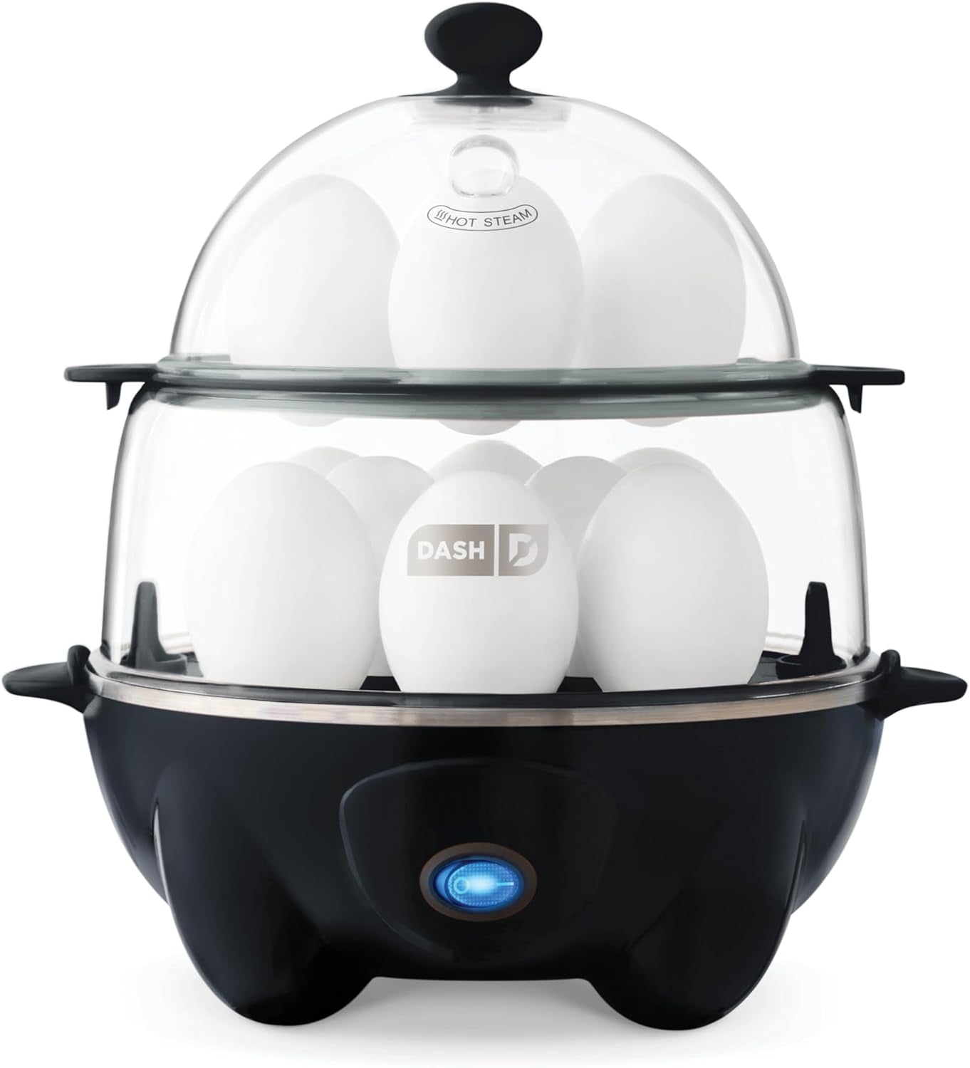 Deluxe Rapid Egg Cooker, 12-Egg Capacity for Hard-Boiled, Poached, Scrambled Eggs, Omelets, Steamed Vegetables & Dumplings, Auto Shut-Off - Black - Homeward Trends