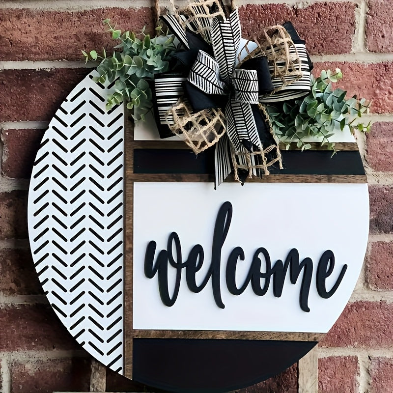 3D Front Door Welcome Sign – Rustic Hanging Wreath Décor for Porch, Farmhouse, or Indoor Entryway - 1pc - welcome sign - Homeward Trends