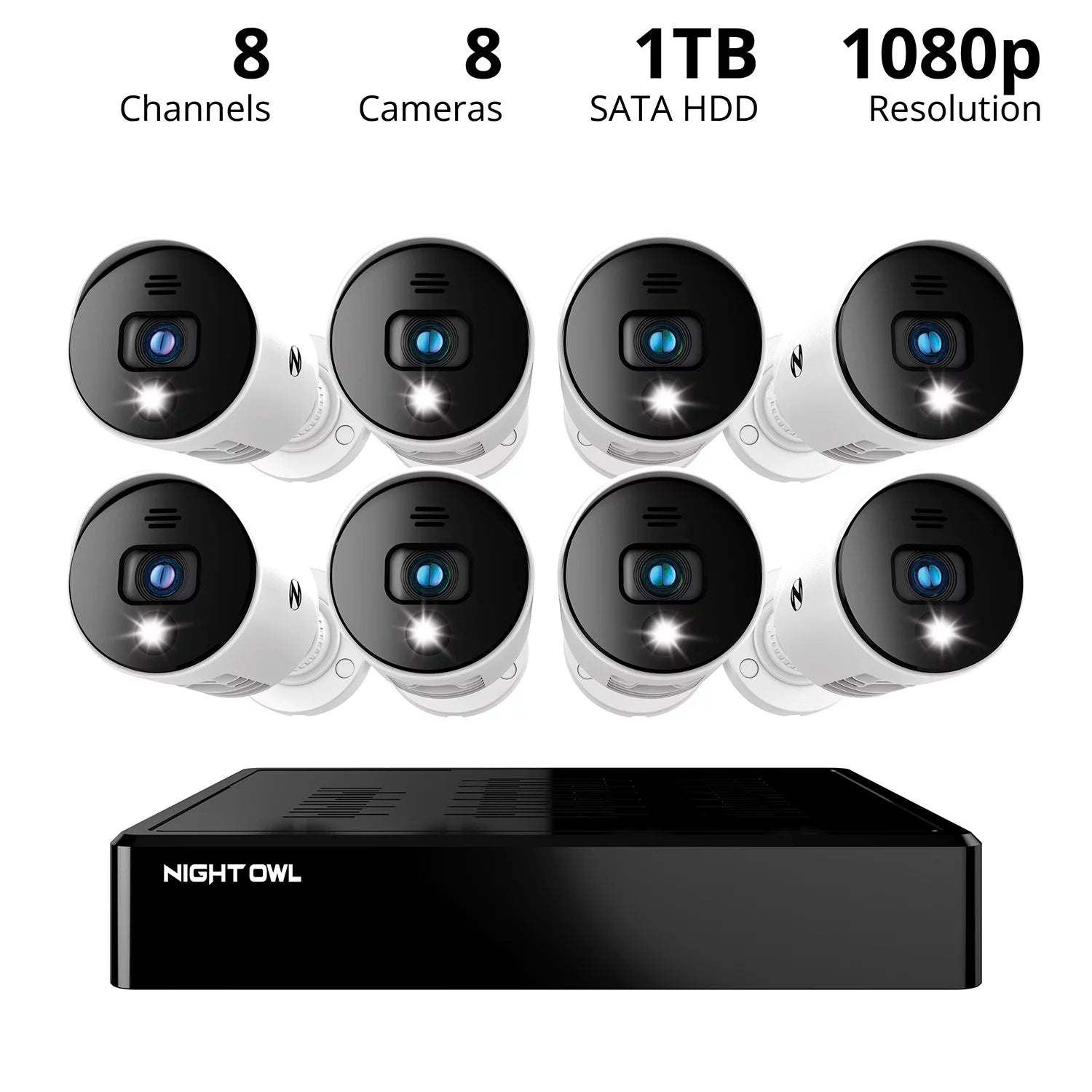 Security Camera System CCTV, 8 Channel Bluetooth DVR with 1TB Hard Drive, 8 Wired 1080P HD Spotlight Surveillance Bullet Cameras, Audio Enabled Indoor Outdoor Cameras with Night Vision - Homeward Trends