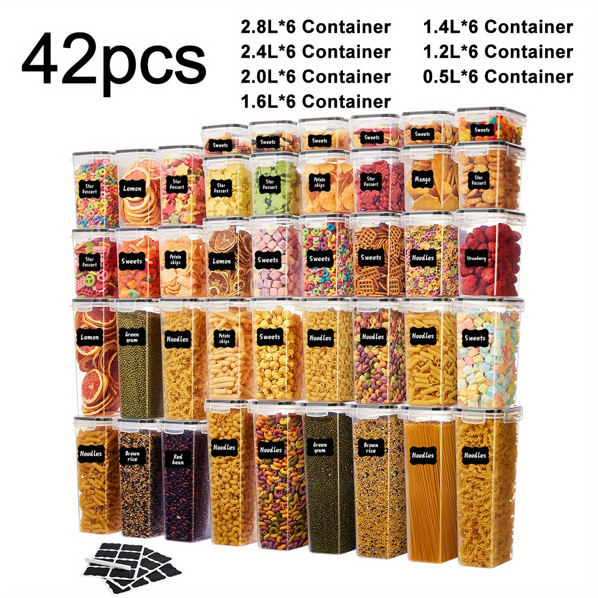 Airtight Food Storage Set – 30/48/84pcs BPA-Free Pantry Organizer with Reusable Labels
