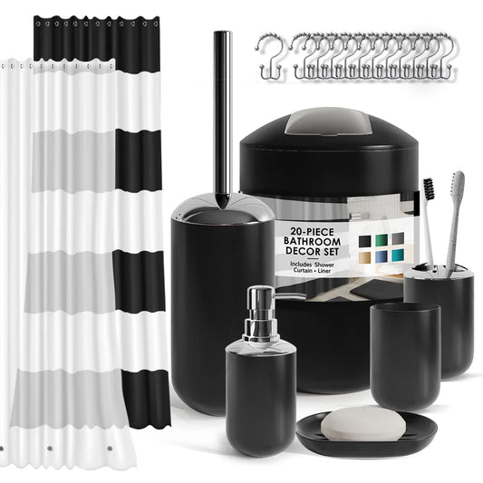 20 Piece Bathroom Accessories Set, Black Bathroom Decor Set