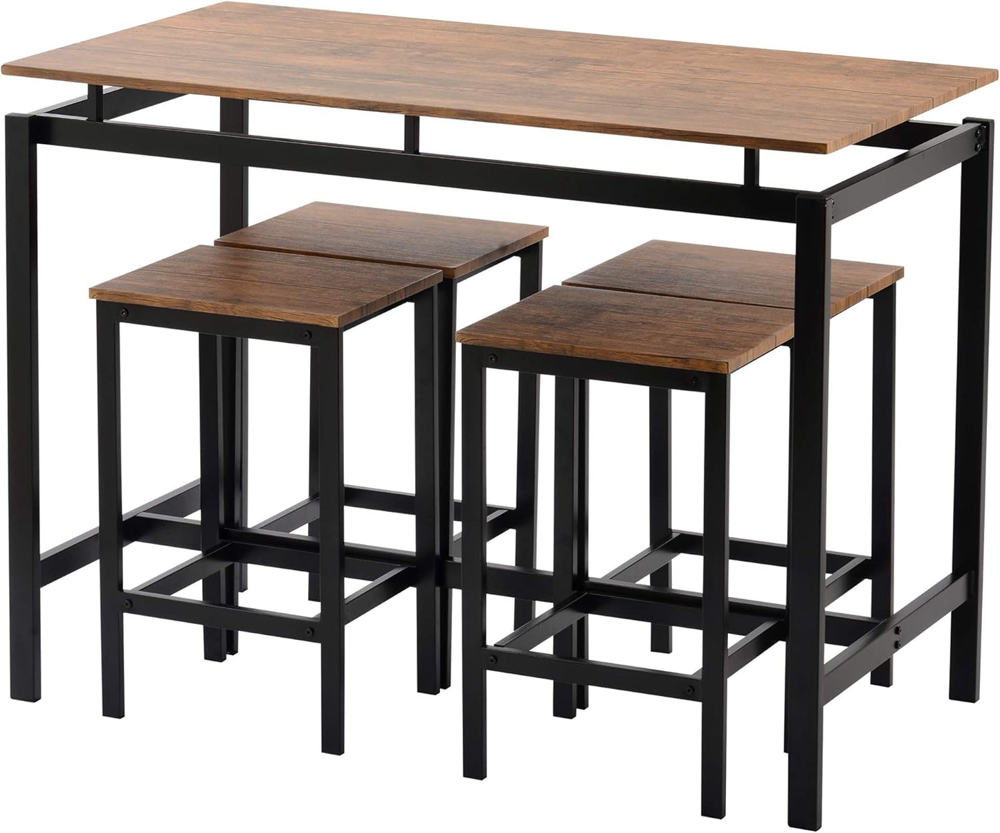 Dining Table Set, 5 Piece Counter Height Pub Table with 4 Chairs for the Bar, Breakfast Nook, Kitchen Room, Dining Room and Living Room (Brown) - Homeward Trends