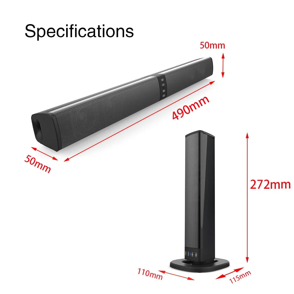 Portable Surround Sound Bar Bluetooth Wireless Subwoofer Home Theater System