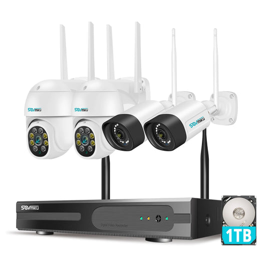 5MP Security Camera System with 1TB Hard Drive, Outdoor Security Camera Wireless Wifi with Two-Way Audio,Human Detection - Homeward Trends