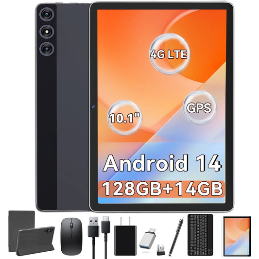 10” Android 14 Tablet, 4G, 14GB RAM+128GB, Keyboard, Mouse, Stylus, Dual SIM, 5G, HD Display