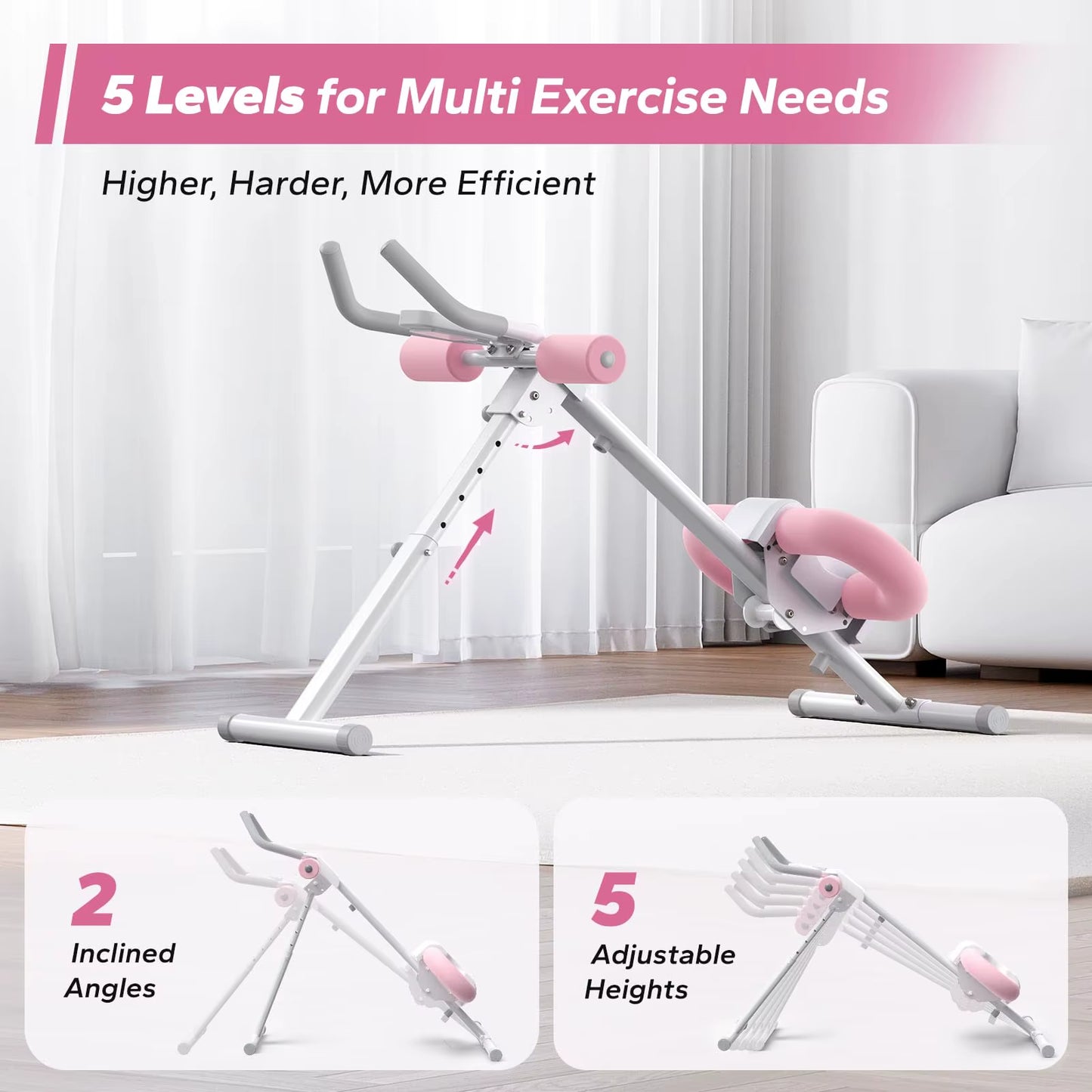 Adjustable Ab Machine | Foldable Core Trainer with Knee Support for Home Workouts