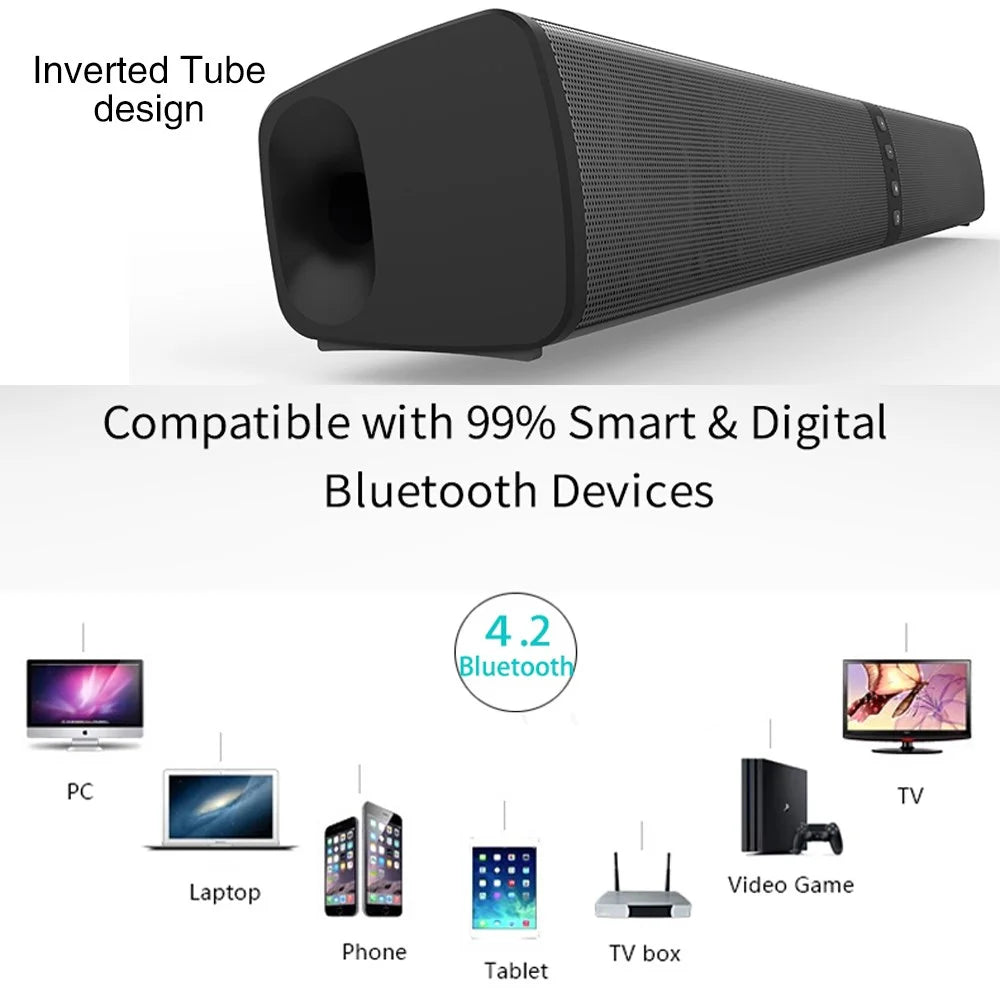 Portable Surround Sound Bar Bluetooth Wireless Subwoofer Home Theater System