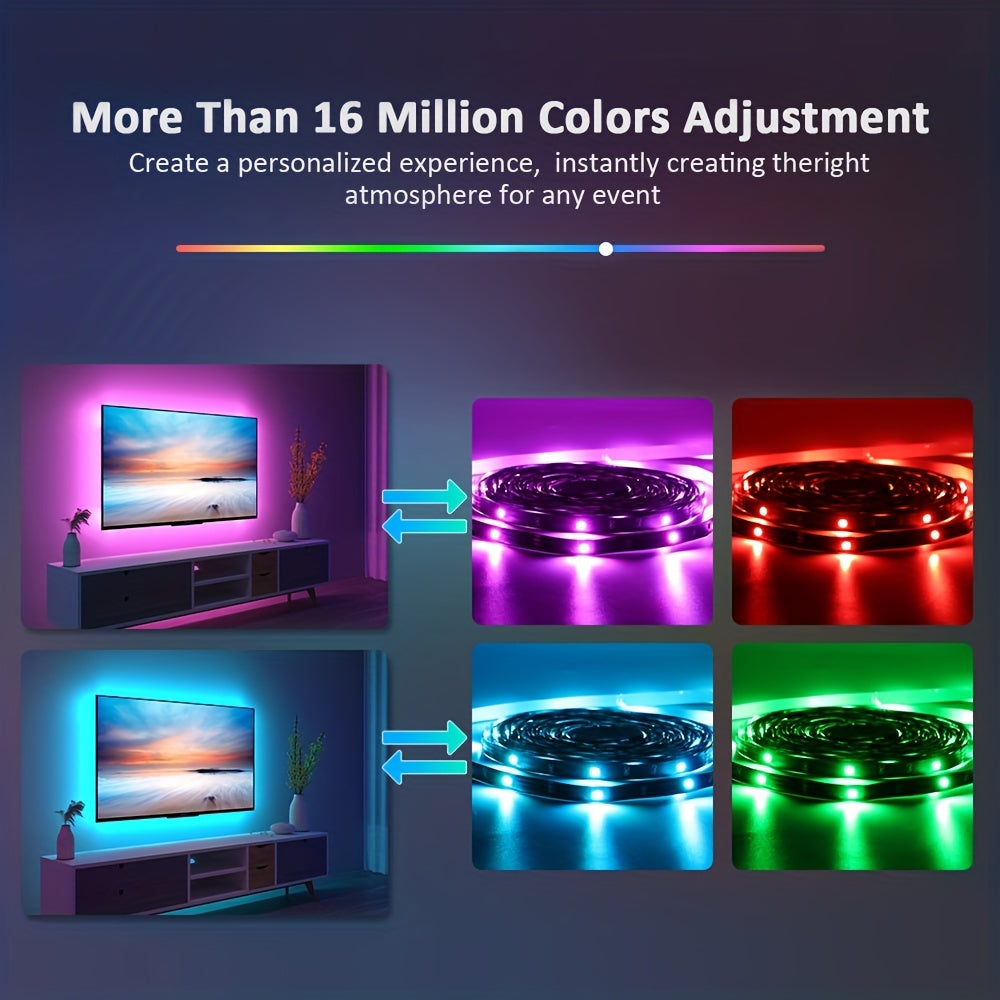 18LEDS/M USB 5050 LED Strip DC5V Smart APP Control LED TV Background Lights, Music Synchronous Light Belt for Computer TV Cabinet Background Backlights