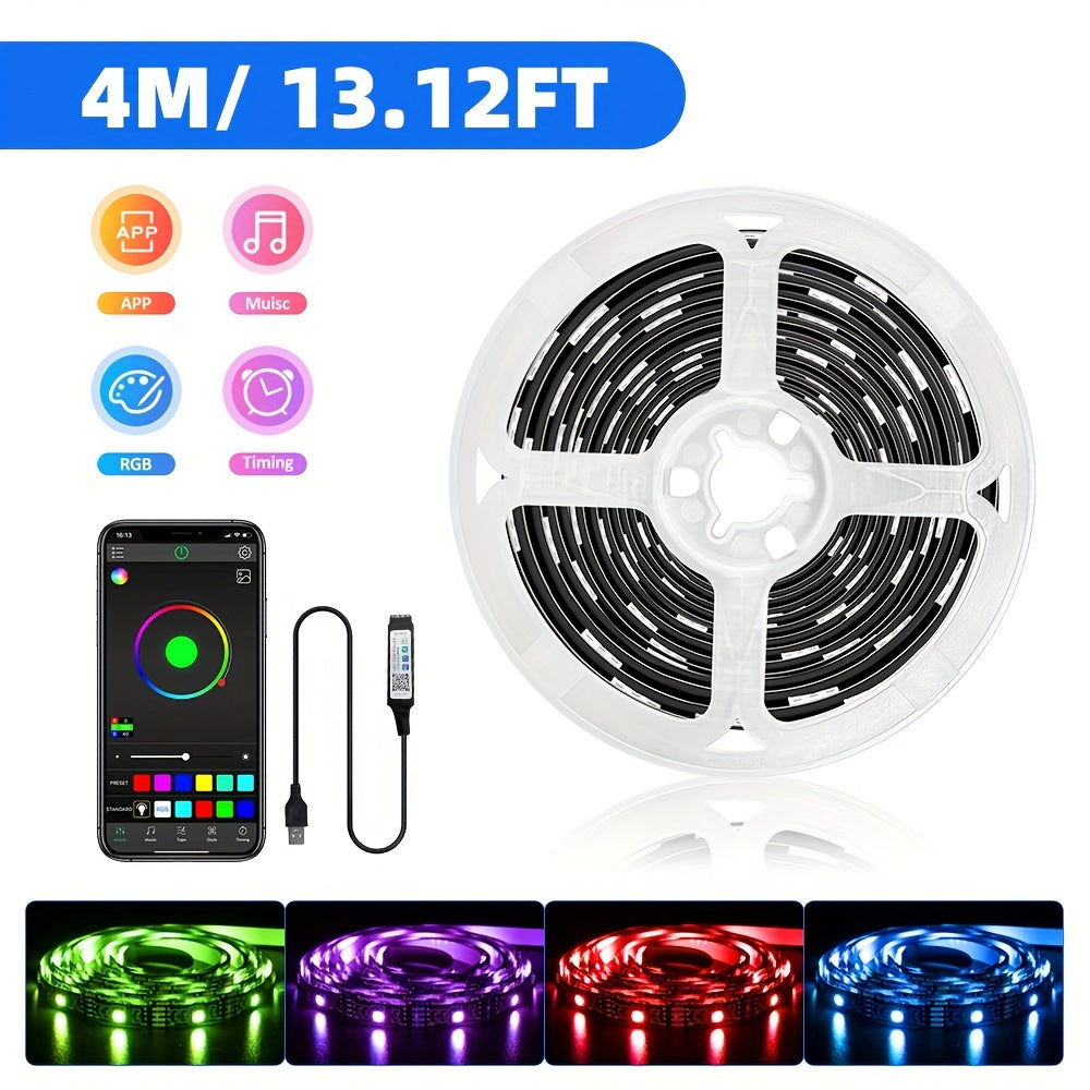 18LEDS/M USB 5050 LED Strip DC5V Smart APP Control LED TV Background Lights, Music Synchronous Light Belt for Computer TV Cabinet Background Backlights