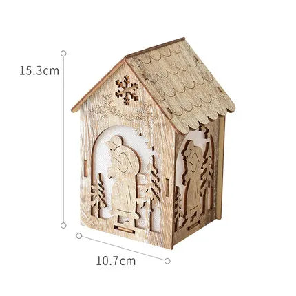 Christmas LED Light Wooden House Luminous Cabin Christmas Decorations Home Decor Night Lamp Pendant Prop Led Candle Gift - Homeward Trends