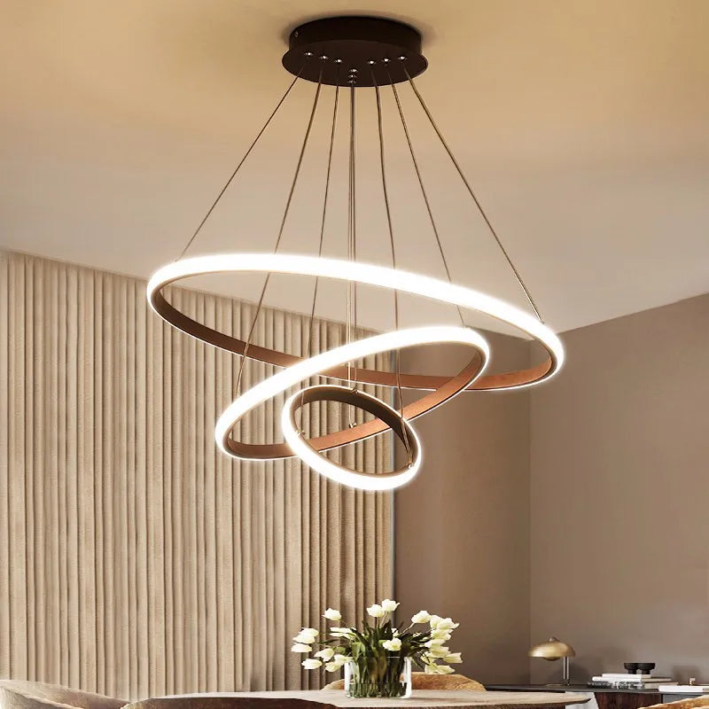 Modern LED Ring Pendant Lamp - Black Circular Chandelier for Living Room, Dining Room, Kitchen, or Loft Indoor Lighting Fixture - Homeward Trends