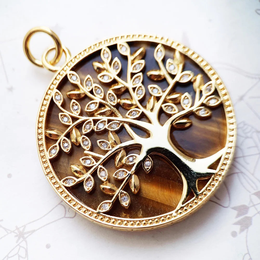 Pendants Elaborate Golden Tree Spring Jewelry 925 Sterling Silver Accessories Nature Gift For Women - Homeward Trends