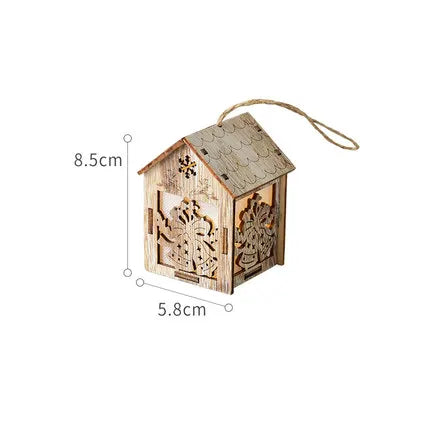 Christmas LED Light Wooden House Luminous Cabin Christmas Decorations Home Decor Night Lamp Pendant Prop Led Candle Gift - Homeward Trends