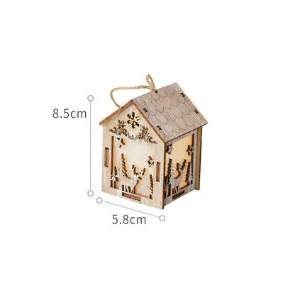 Christmas LED Light Wooden House Luminous Cabin Christmas Decorations Home Decor Night Lamp Pendant Prop Led Candle Gift - Homeward Trends