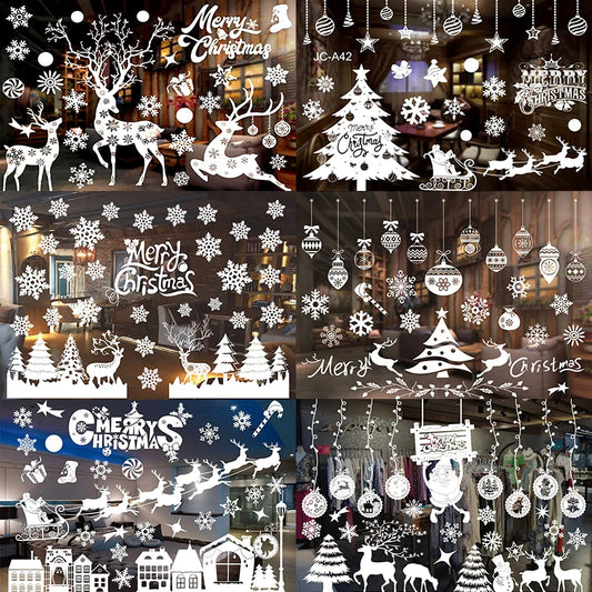 Christmas Window Clings Stickers Santa Claus Reindeer Wall Glass Sticker Xmas Decorations Navidad Home Decor Noel - Homeward Trends