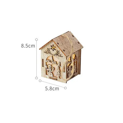 Christmas LED Light Wooden House Luminous Cabin Christmas Decorations Home Decor Night Lamp Pendant Prop Led Candle Gift - Homeward Trends