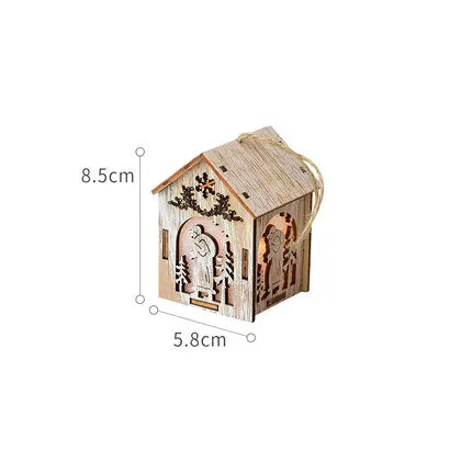 Christmas LED Light Wooden House Luminous Cabin Christmas Decorations Home Decor Night Lamp Pendant Prop Led Candle Gift - Homeward Trends