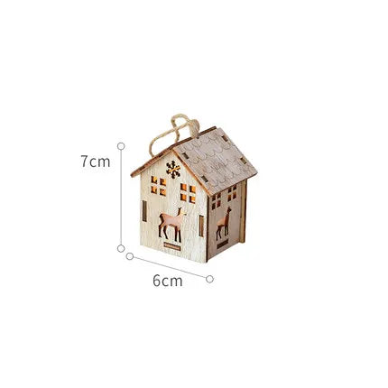 Christmas LED Light Wooden House Luminous Cabin Christmas Decorations Home Decor Night Lamp Pendant Prop Led Candle Gift - Homeward Trends