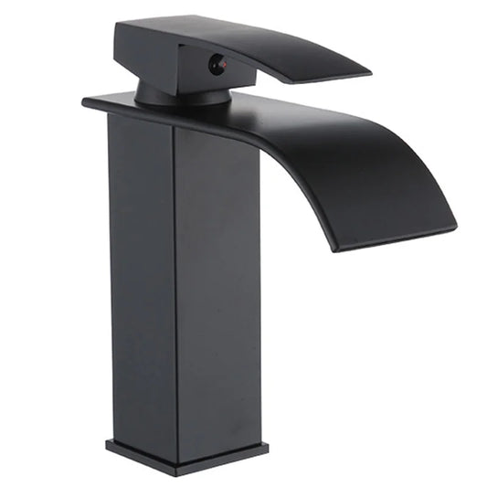 Black Chrome Waterfall Basin Sink Faucet, Stainless Steel Bathroom Mixer Tap Accessories