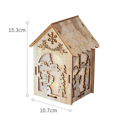 Christmas LED Light Wooden House Luminous Cabin Christmas Decorations Home Decor Night Lamp Pendant Prop Led Candle Gift - Homeward Trends