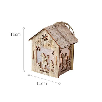 Christmas LED Light Wooden House Luminous Cabin Christmas Decorations Home Decor Night Lamp Pendant Prop Led Candle Gift - Homeward Trends