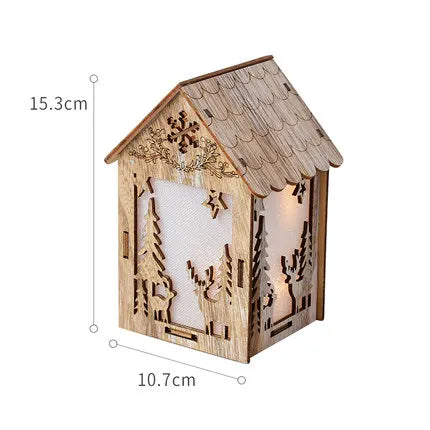 Christmas LED Light Wooden House Luminous Cabin Christmas Decorations Home Decor Night Lamp Pendant Prop Led Candle Gift - Homeward Trends