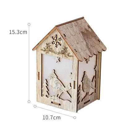 Christmas LED Light Wooden House Luminous Cabin Christmas Decorations Home Decor Night Lamp Pendant Prop Led Candle Gift - Homeward Trends