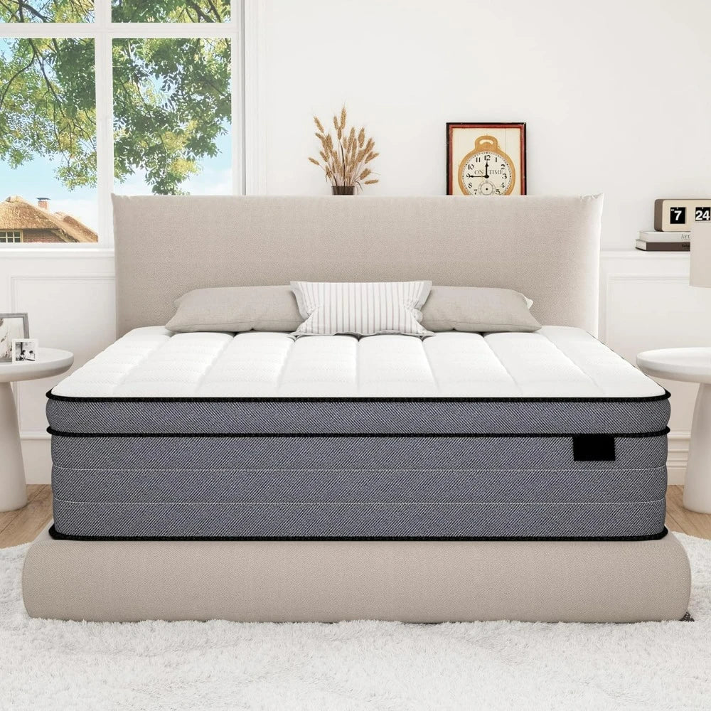 Full Size Mattress, 12 Inch Hybrid Mattress, with Gel Memory Foam and Pocketed Springs, Plush Feel Medium Firm Mattress Full - Homeward Trends