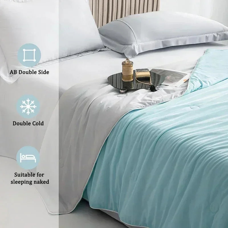 Cooling Blanket for Bed Silky Air Condition Comforter Lightweight Cooled Summer Quilt with Double Side Cold & Cooling Fabric - Homeward Trends