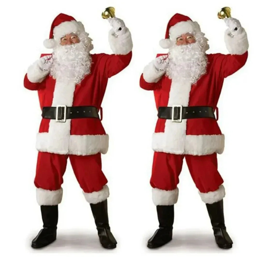 Deluxe Santa Claus Costume for Men: Classic Christmas/New Year Outfit for Halloween & Parties