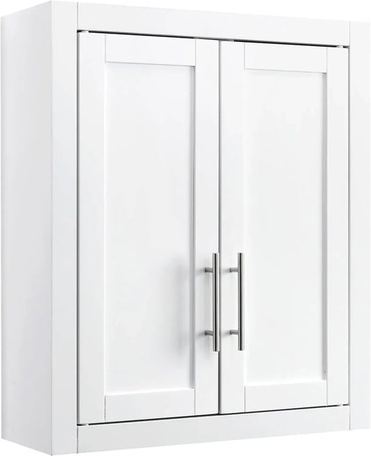 Crosley Furniture Savannah Wall Cabinet, White Bathroom Storage Solution - Homeward Trends