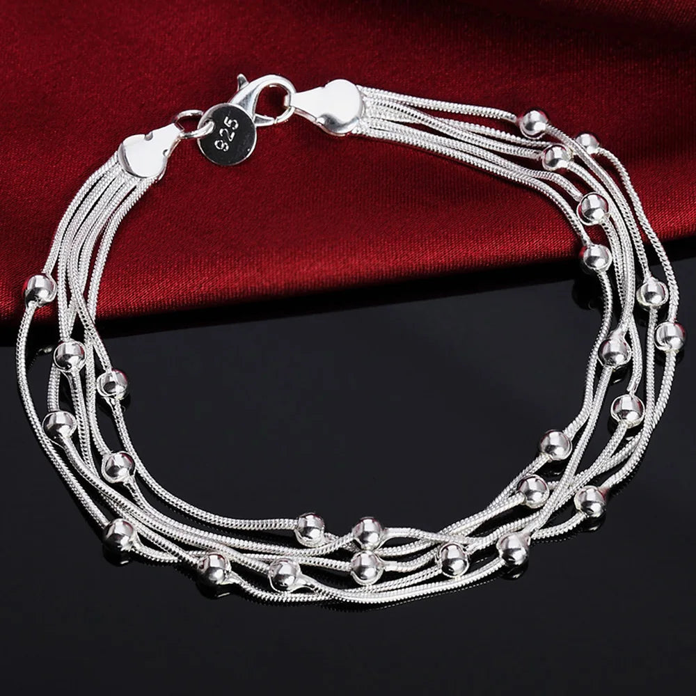 925 Sterling Silver Exquisite Solid Chain Bracelet Fashion Charm Women Men Solid Wedding Cute Simple Models Jewelry - Homeward Trends