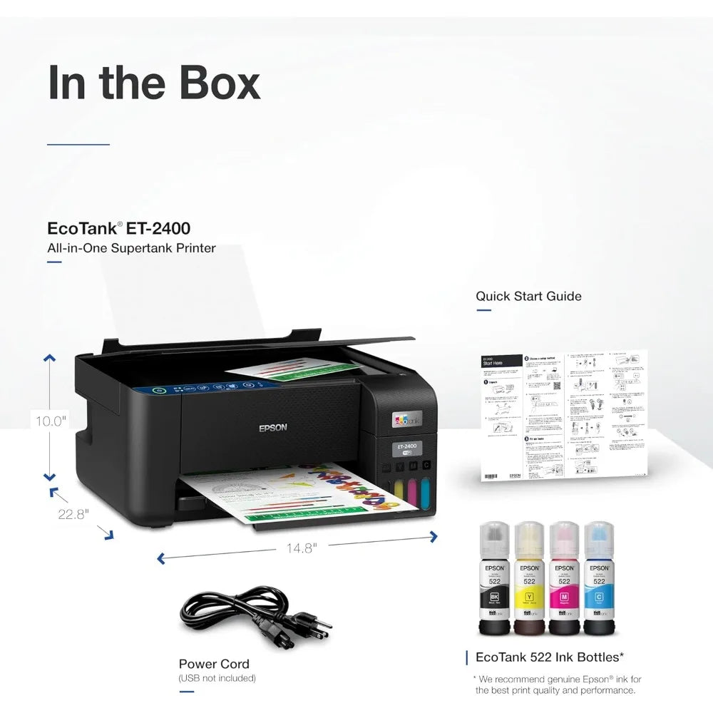 EcoTank ET-2400 Wireless All-in-One Supertank Printer - Cartridge-Free, Color Printing with Scan & Copy for Easy Home Use - Homeward Trends