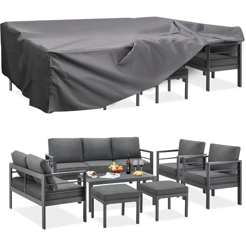 7-Piece Modern Outdoor Patio Furniture Set – Wicker Conversation Set with Cushions & Coffee Table for Balcony & Lawn