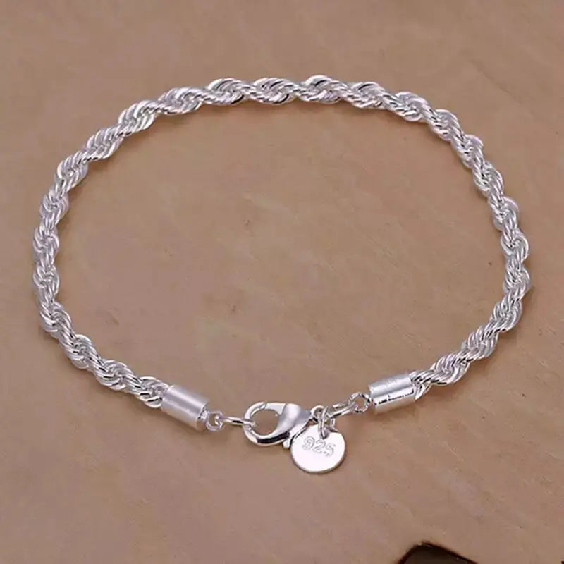 925 Sterling Silver Exquisite Solid Chain Bracelet Fashion Charm Women Men Solid Wedding Cute Simple Models Jewelry - Homeward Trends