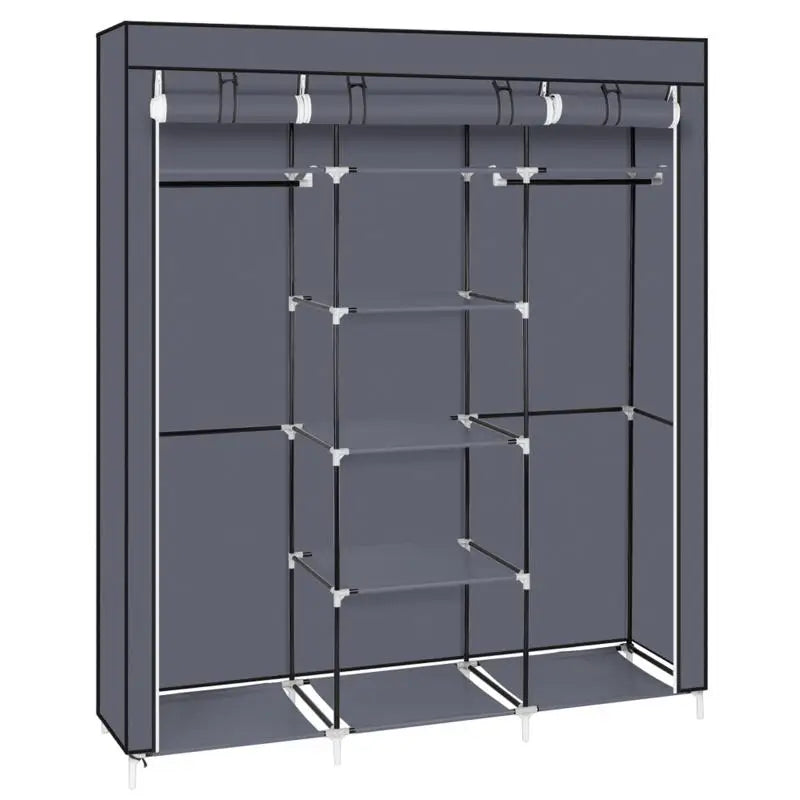 Foldable Wardrobe Rental Room Bedroom Clothes Closet Double Rod Clothes Storage Organizer Wardrobes Living Room Home Furniture - Homeward Trends