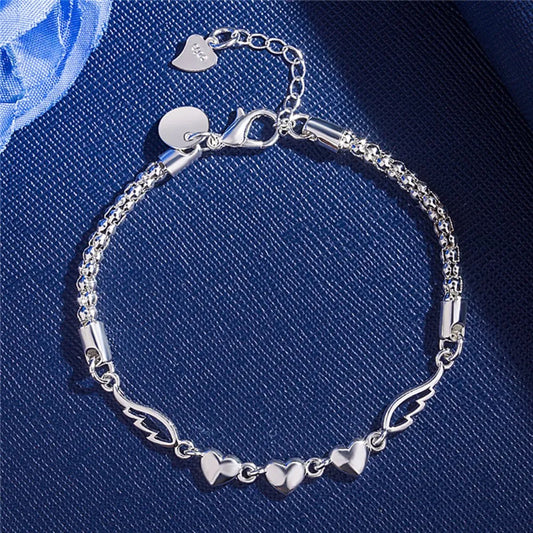 Romantic heart chain 925 Sterling Silver Bracelets - Homeward Trends