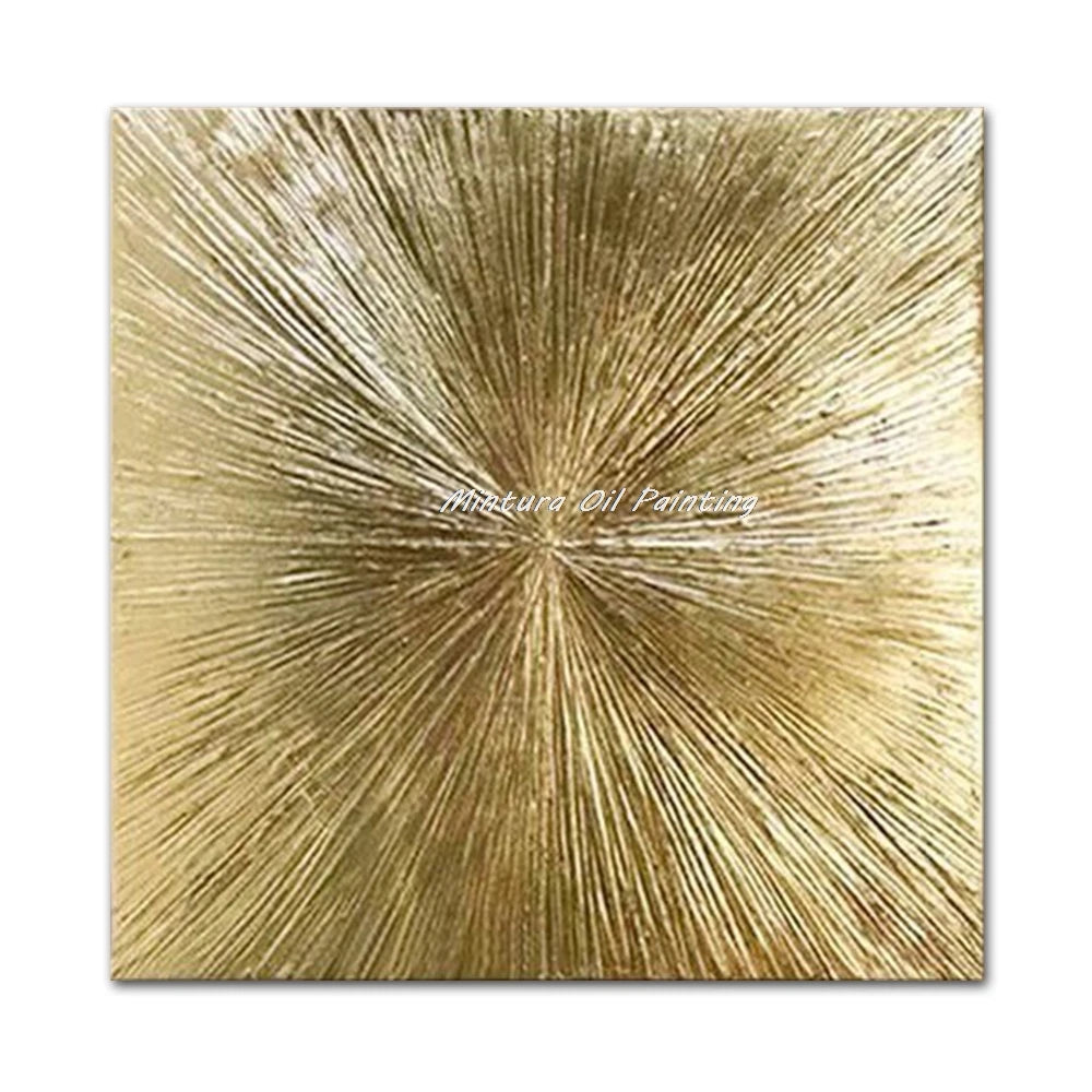 Mintura Hand-Painted Golden Leaves Oil Painting on Canvas - Modern Abstract Pop Art for Home and Room Decor - Homeward Trends